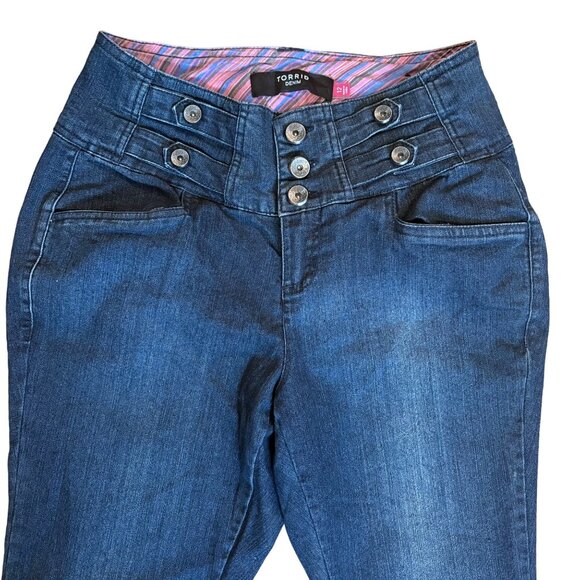 High-Waisted 3 Button Fly Torrid Stretch Denim Skinny Jeans Size 12 Button Zip - Picture 2 of 8